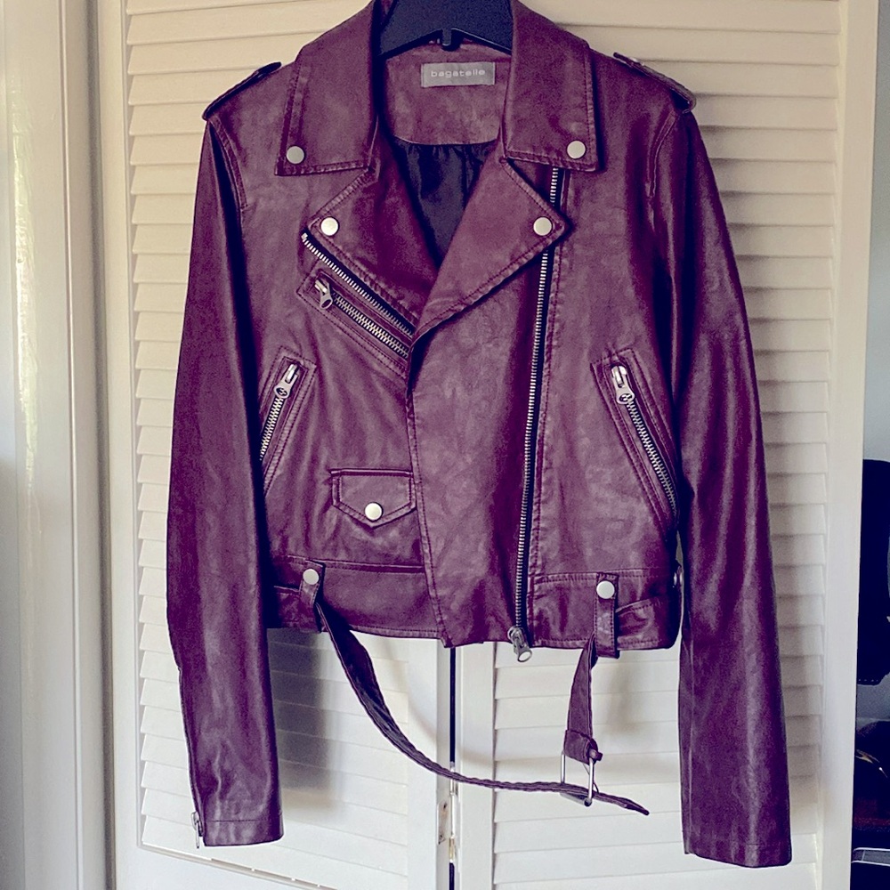 Bagatelle Plum faux-leather Cropped Jacket